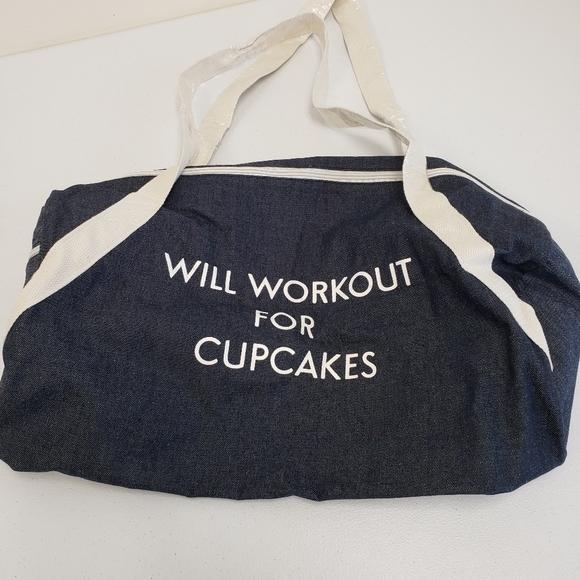 Handbags - Will Workout for Cupcakes Denim Duffel Bag
